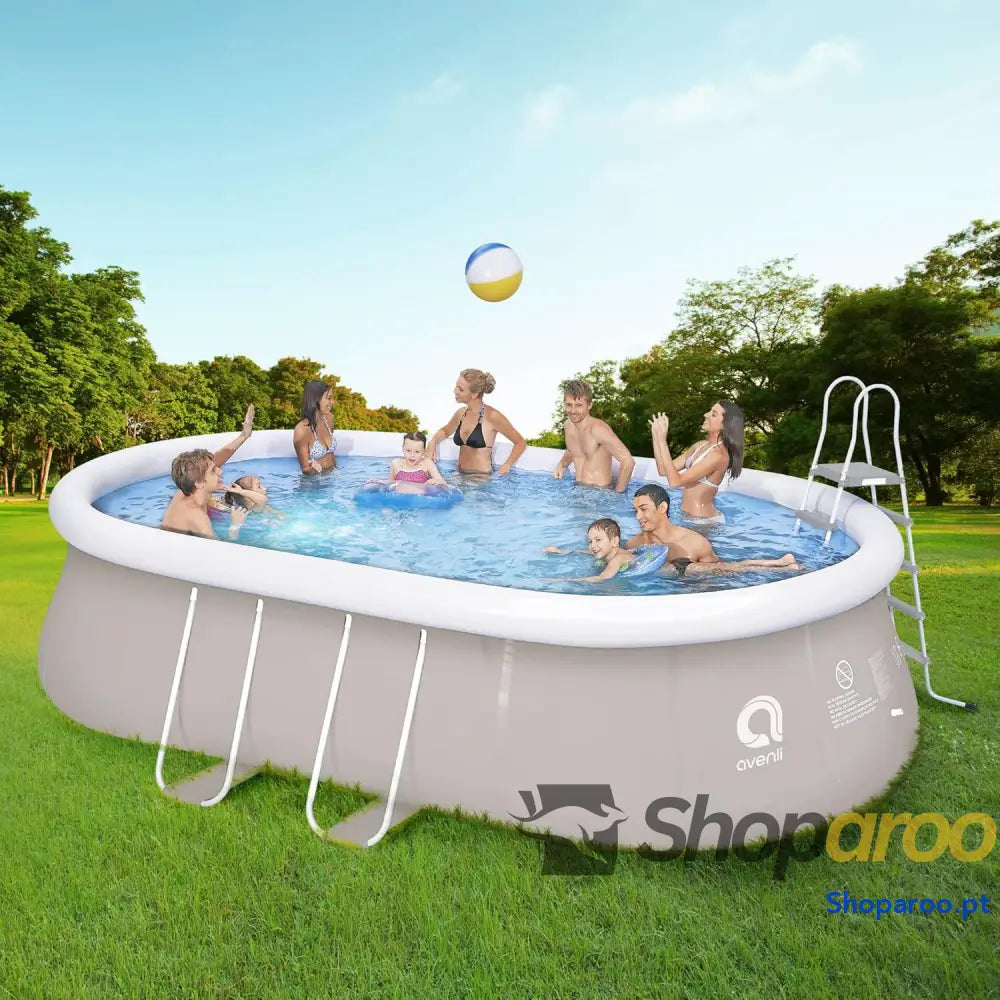 Avenli Piscina autoportante Ovalada com Estrutura Cor Cinza