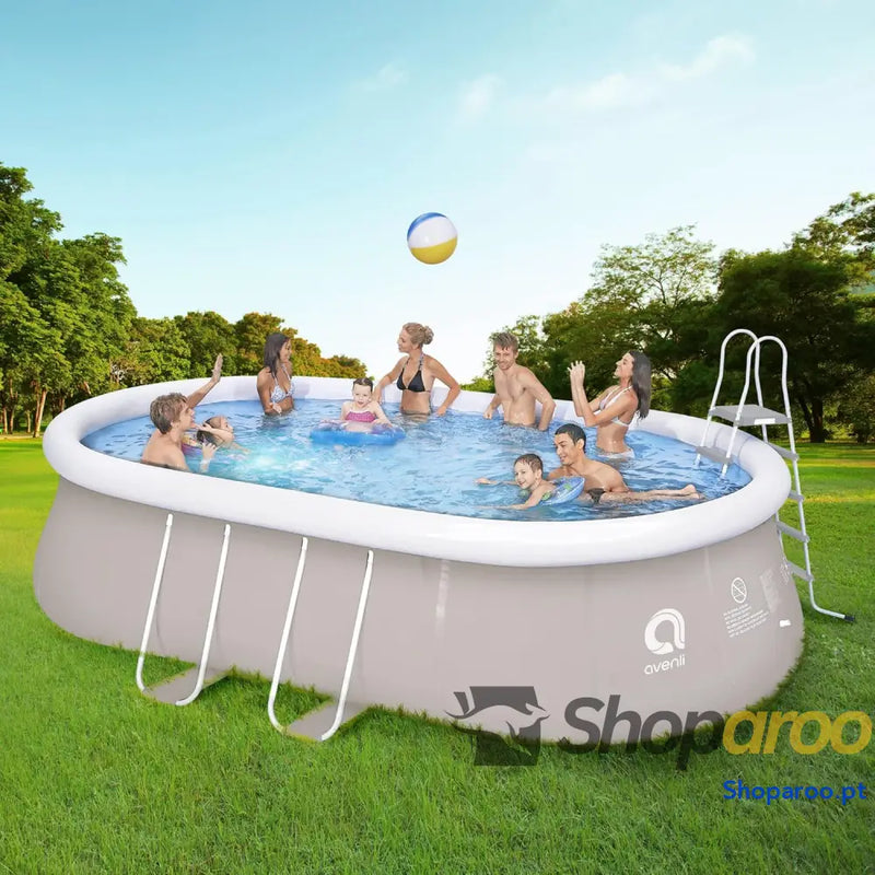 Avenli Piscina autoportante Ovalada com Estrutura Cor Cinza