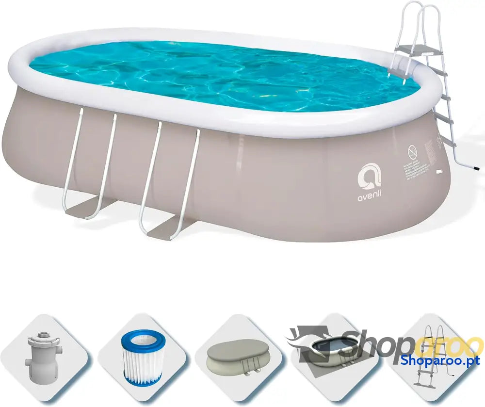 Avenli Piscina autoportante Ovalada com Estrutura Cor Cinza