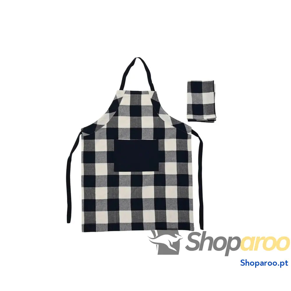 Avental com Bolso DKD Home Decor 70 x 1 x 85 cm Azul Algodão Branco