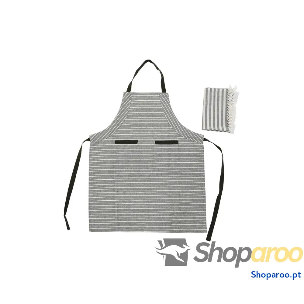 Avental com Bolso DKD Home Decor 70 x 1 x 85 cm Cinzento Algodão Branco Verde