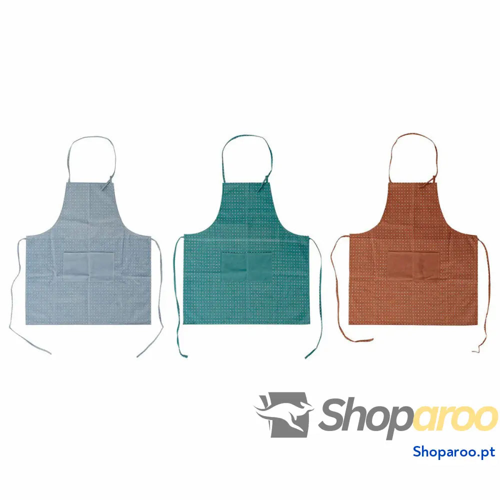 Avental com Bolso DKD Home Decor Castanho Turquesa Poliéster Algodão Verde Azul celeste (70 x 0.5 x 80 cm) (3 pcs)
