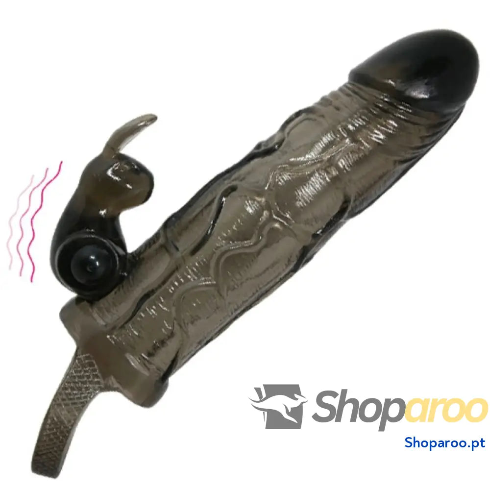BAILE - CAPA PARA PÉNIS BRAVE MAN COM COELHO PRETO 16.5 CM