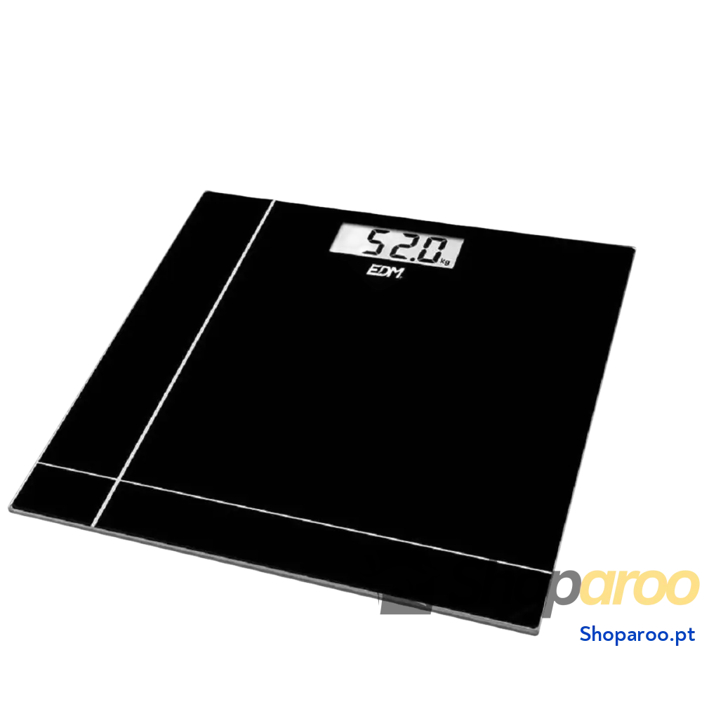 Balança digital para casa de banho EDM 07521 Preto Cristal 180 kg