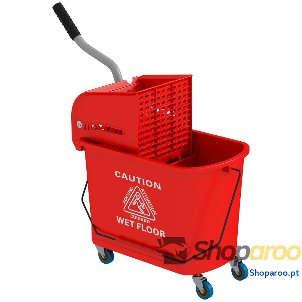 Balde de esfregona profissional 20L com rodas e prensa industrial amarelo