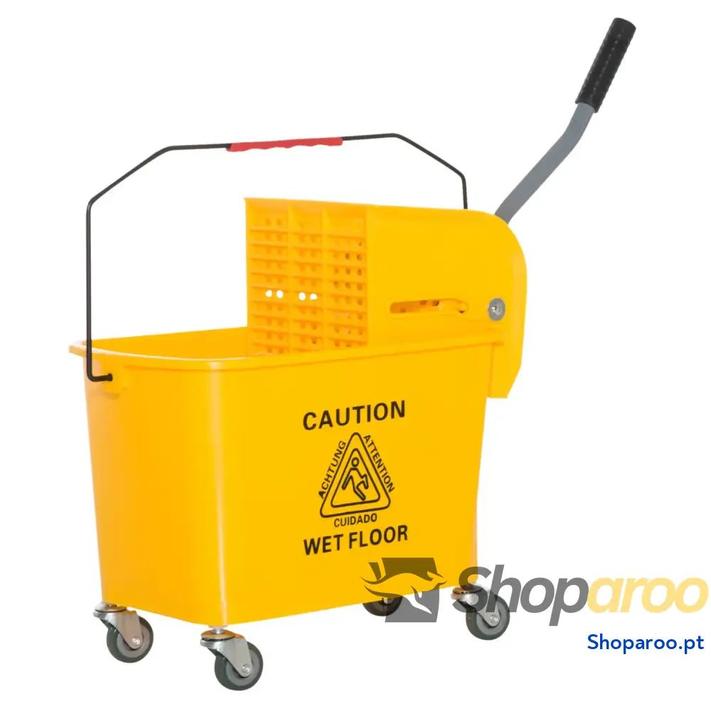 Balde de esfregona profissional 20L com rodas e prensa industrial amarelo