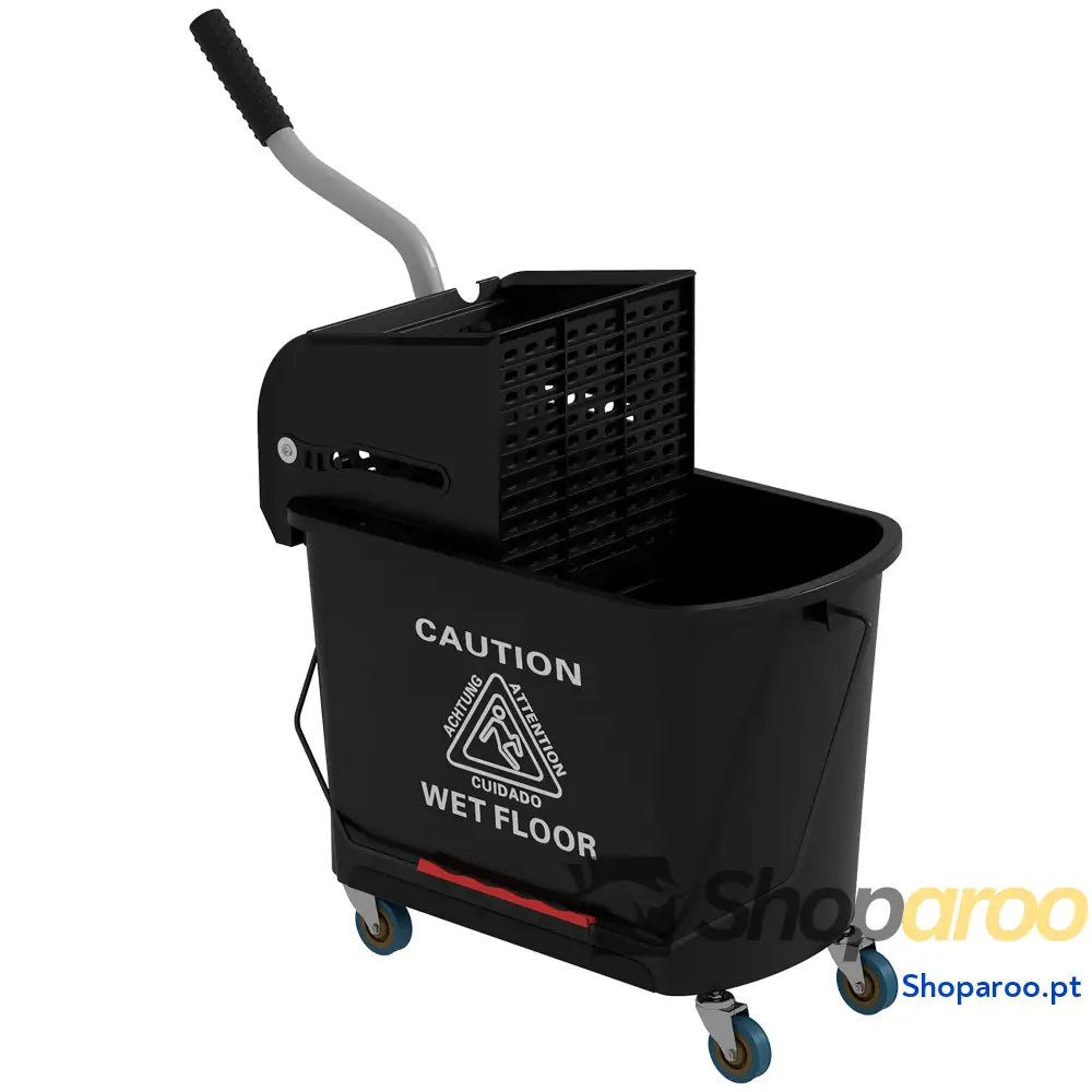 Balde de esfregona profissional 20L com rodas e prensa industrial amarelo