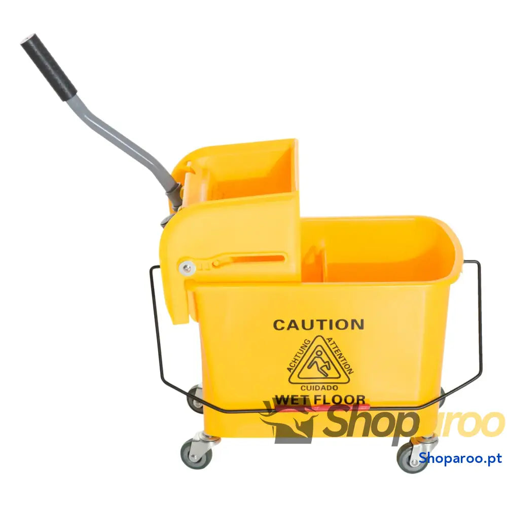Balde de esfregona profissional 20L com rodas e prensa industrial amarelo