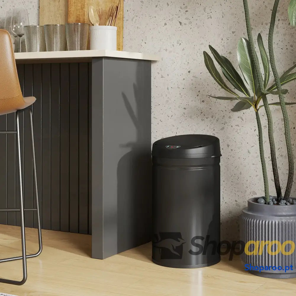 Balde de lixo cozinha automático 30L inox sensor preto