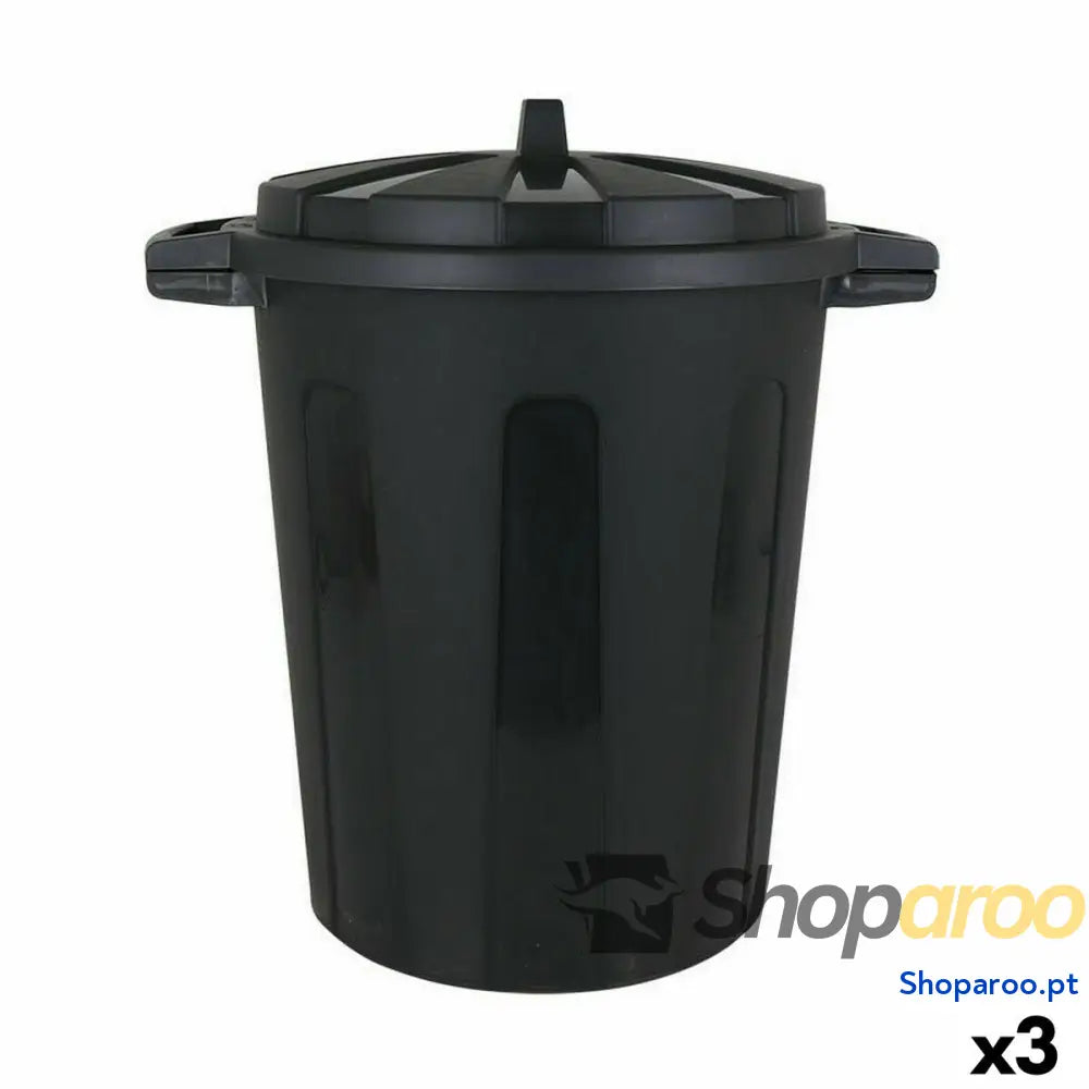 Balde de Lixo Dem 100 L Preto 64 x 54 x 68 cm (3 Unidades)