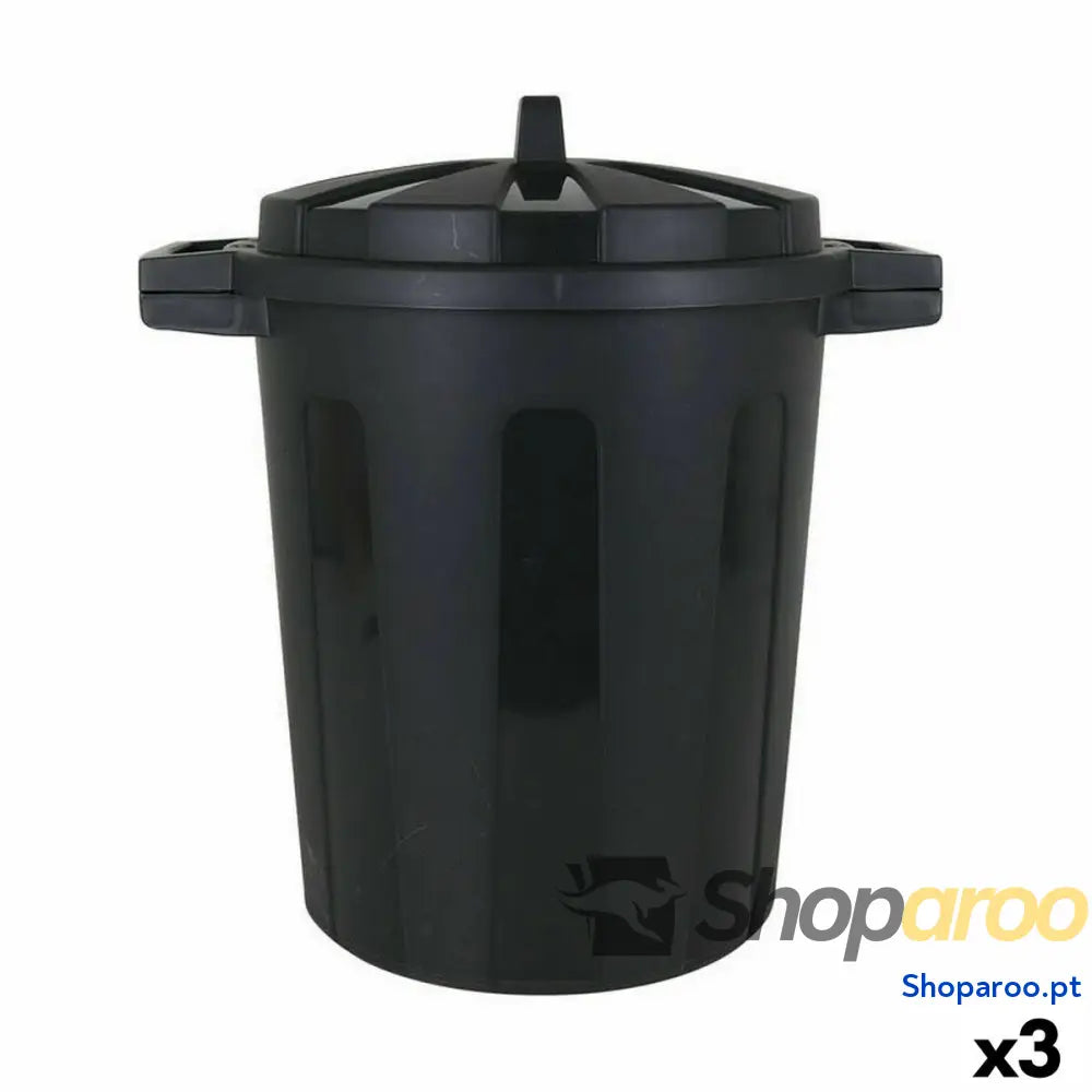 Balde de Lixo Dem 50 L Preto 55 x 41 x 54 cm (3 Unidades)