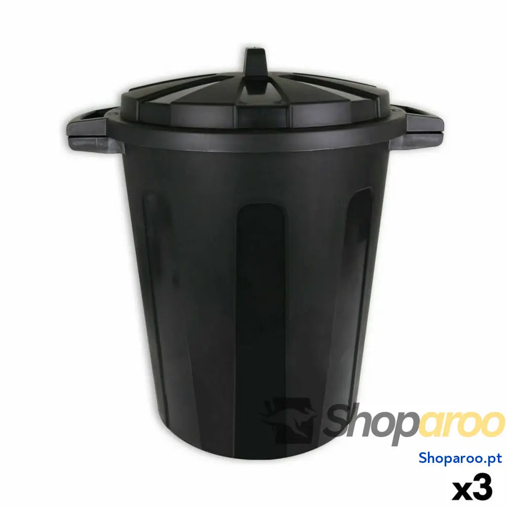 Balde de Lixo Dem 70 L Preto 56 x 45 x 60 cm (3 Unidades)