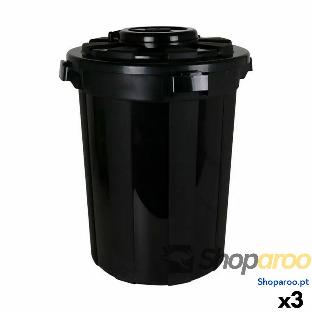 Balde de Lixo Dem Hop Preto 70 L (3 Unidades)