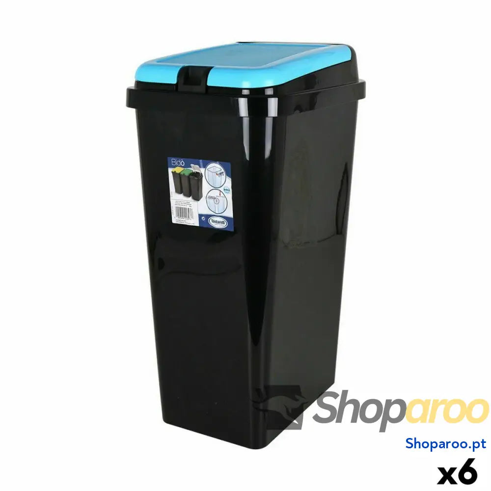 Balde de Lixo Tontarelli Bido Azul Preto 45 L Retangular 40 x 29 x 65 cm (6 Unidades)