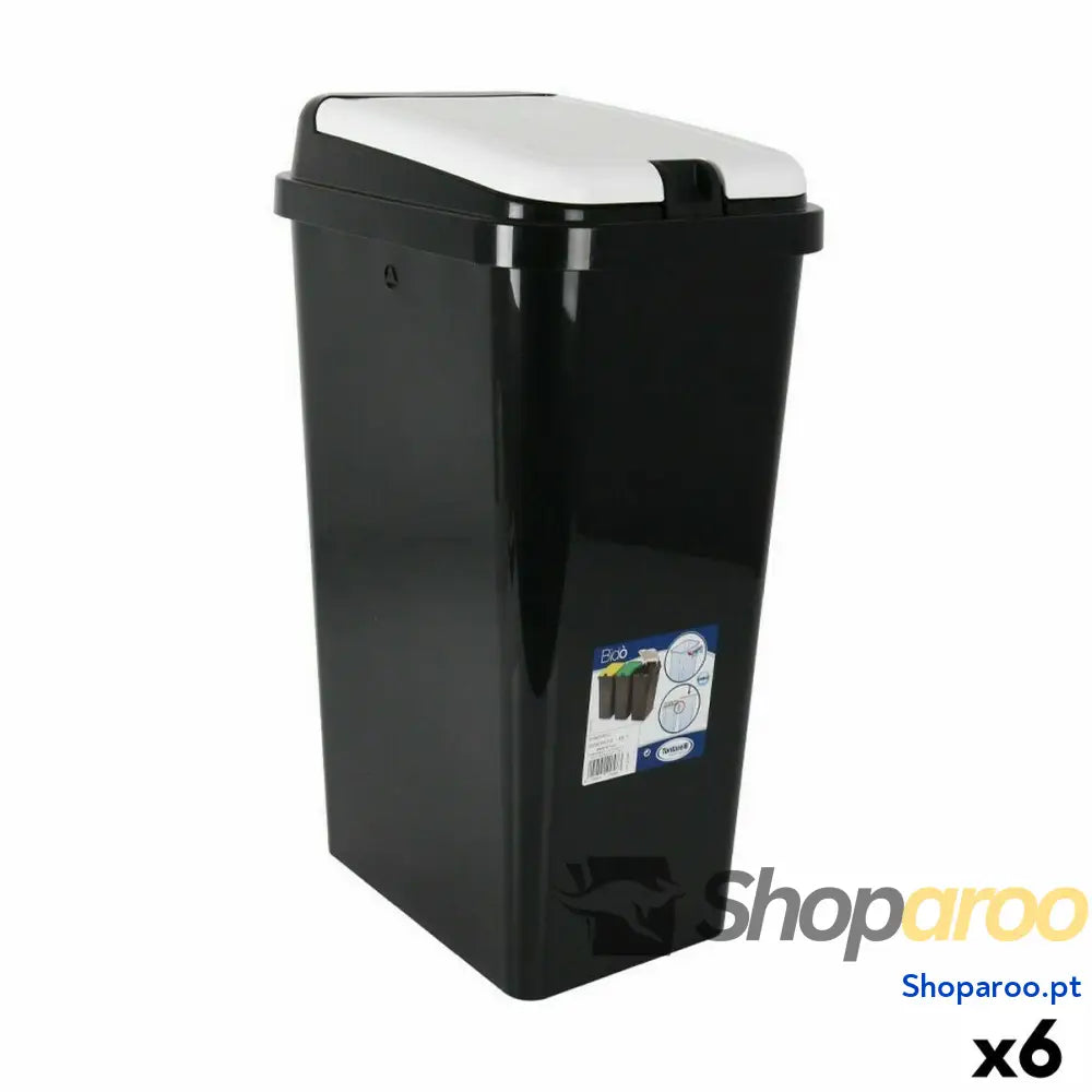 Balde de Lixo Tontarelli Bido Preto Retangular 38 x 29 x 65 cm (6 Unidades)