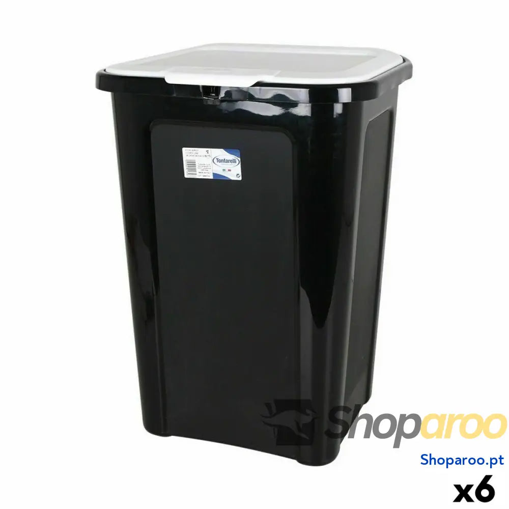 Balde de Lixo Tontarelli Coverline Branco 44 L Preto 38,5 x 34,5 x 54,5 cm (6 Unidades)