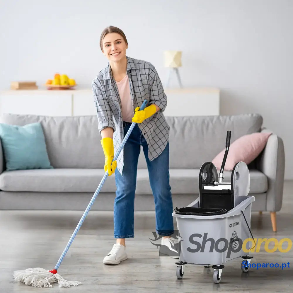 Balde para esfregona comercial com espremedor 36L laranja