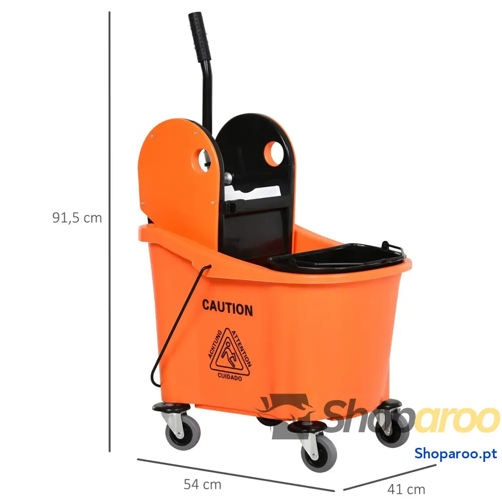 Balde para esfregona comercial com espremedor 36L laranja