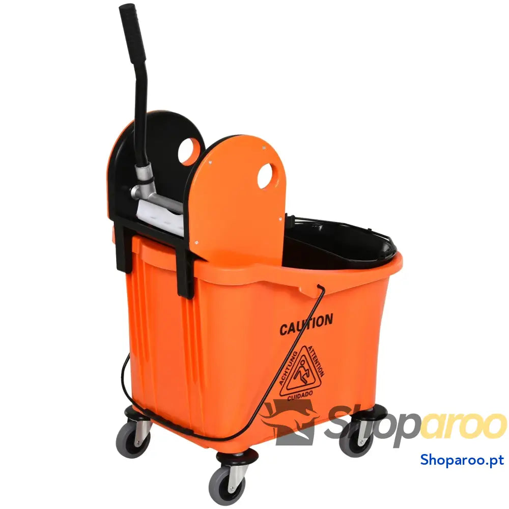 Balde para esfregona comercial com espremedor 36L laranja