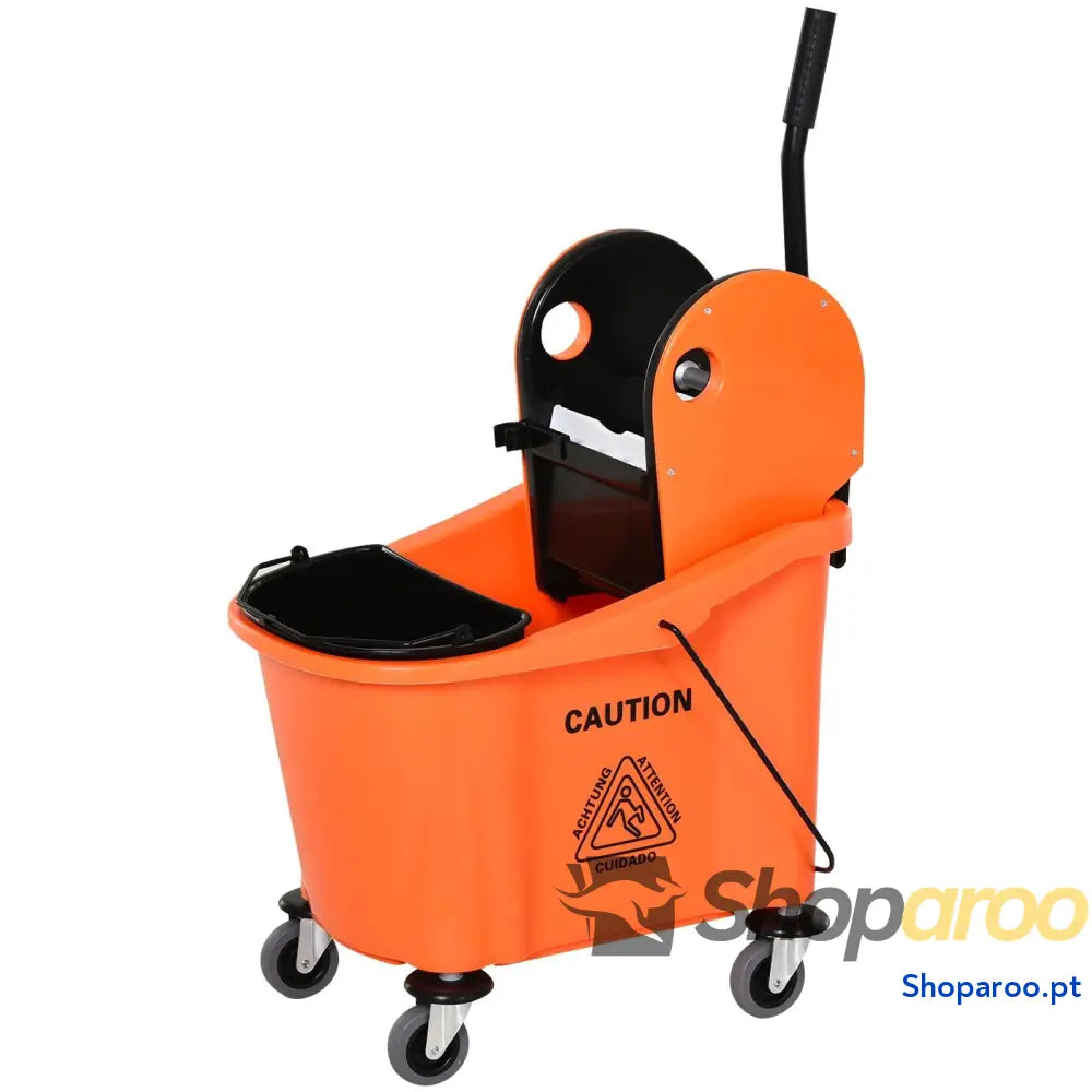 Balde para esfregona comercial com espremedor 36L laranja