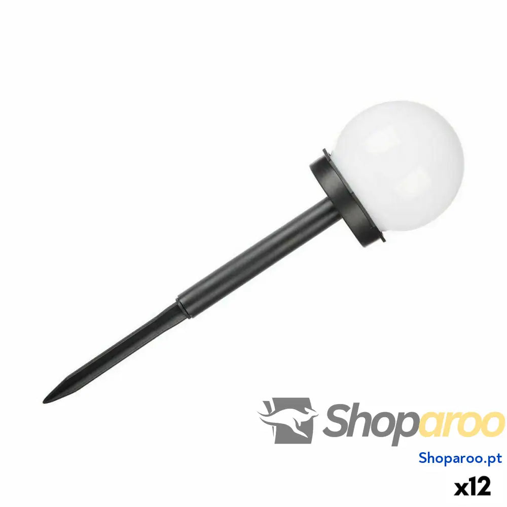 Baliza Ibergarden 10 CM BALL Branco Preto Plástico 10 x 34,5 x 10 cm Bol Carregamento solar (12 Unidades)