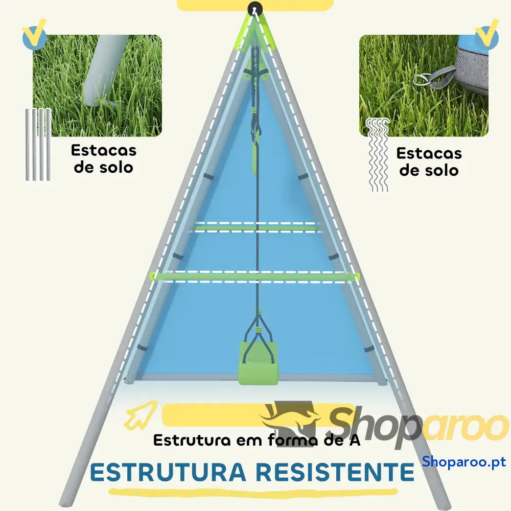 Baloiço para Crianças 3 em 1 com Tenda e Anéis Jardim Exterior