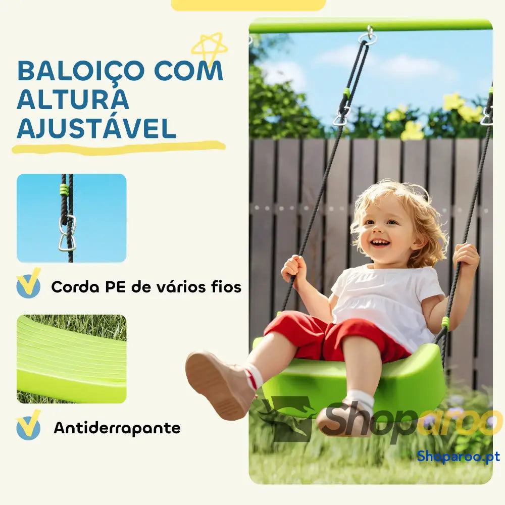 Baloiço para Crianças 3 em 1 com Tenda e Anéis Jardim Exterior