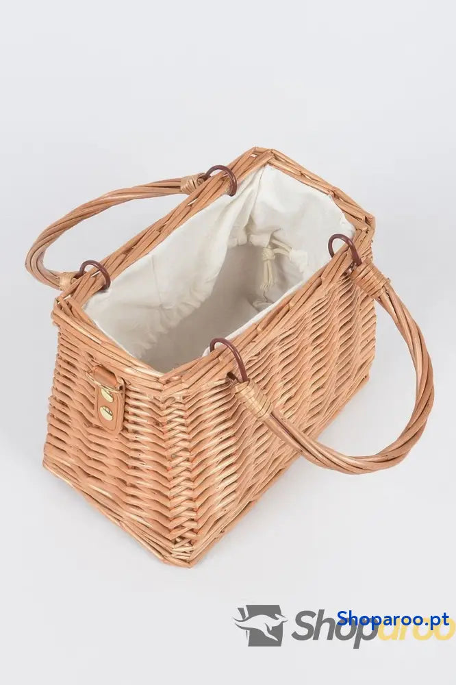 Bolsa de Bambu com Alça Pérola Falsa Elegante