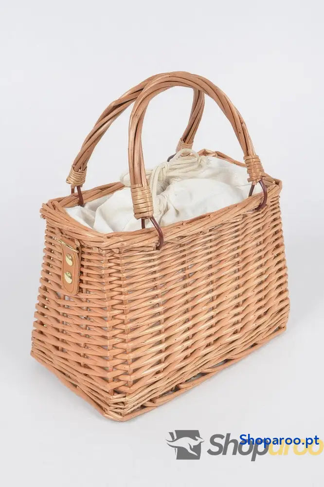 Bolsa de Bambu com Alça Pérola Falsa Elegante