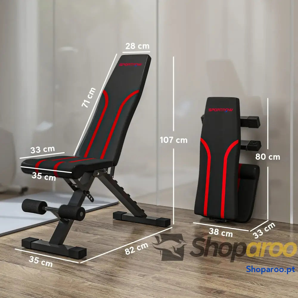 Banco de Abdominais Ajustável Musculação Dobrável para Treino Corpo Completo 82x35x42,5 107 cm Preto