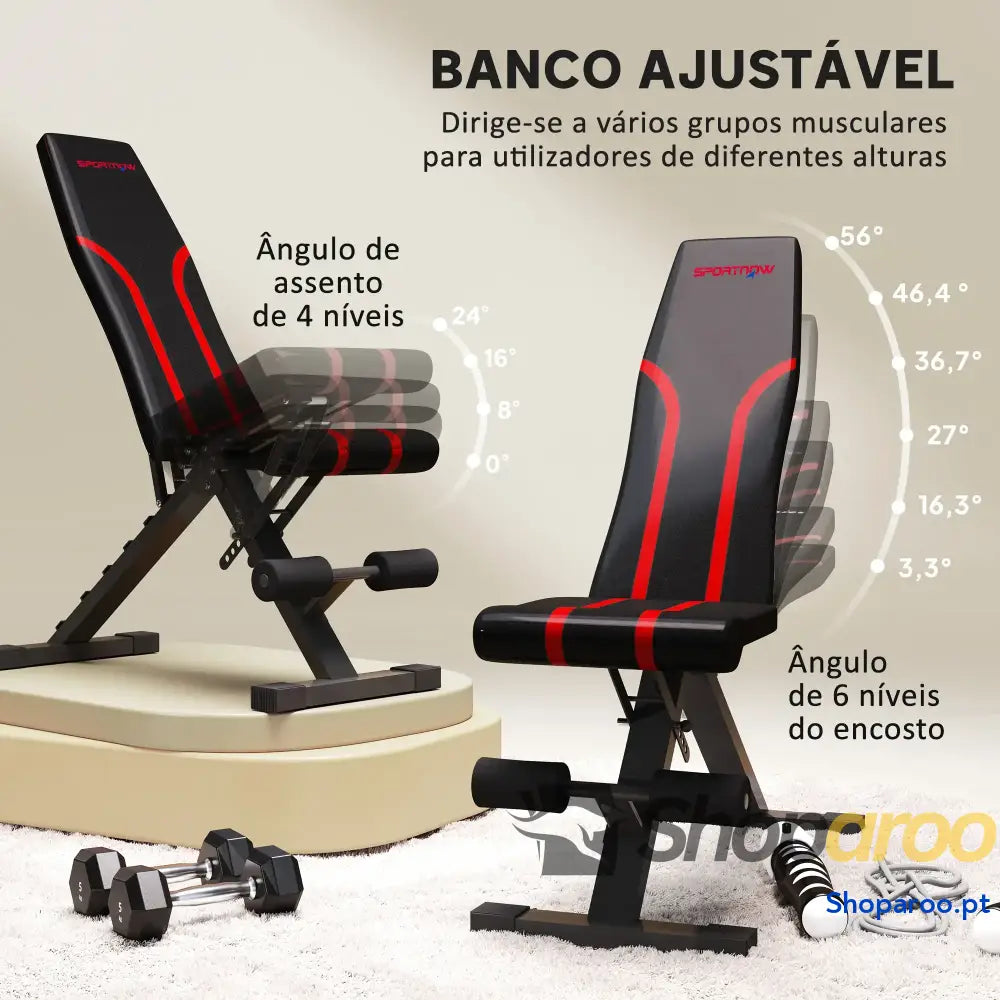 Banco de Abdominais Ajustável Musculação Dobrável para Treino Corpo Completo 82x35x42,5 107 cm Preto