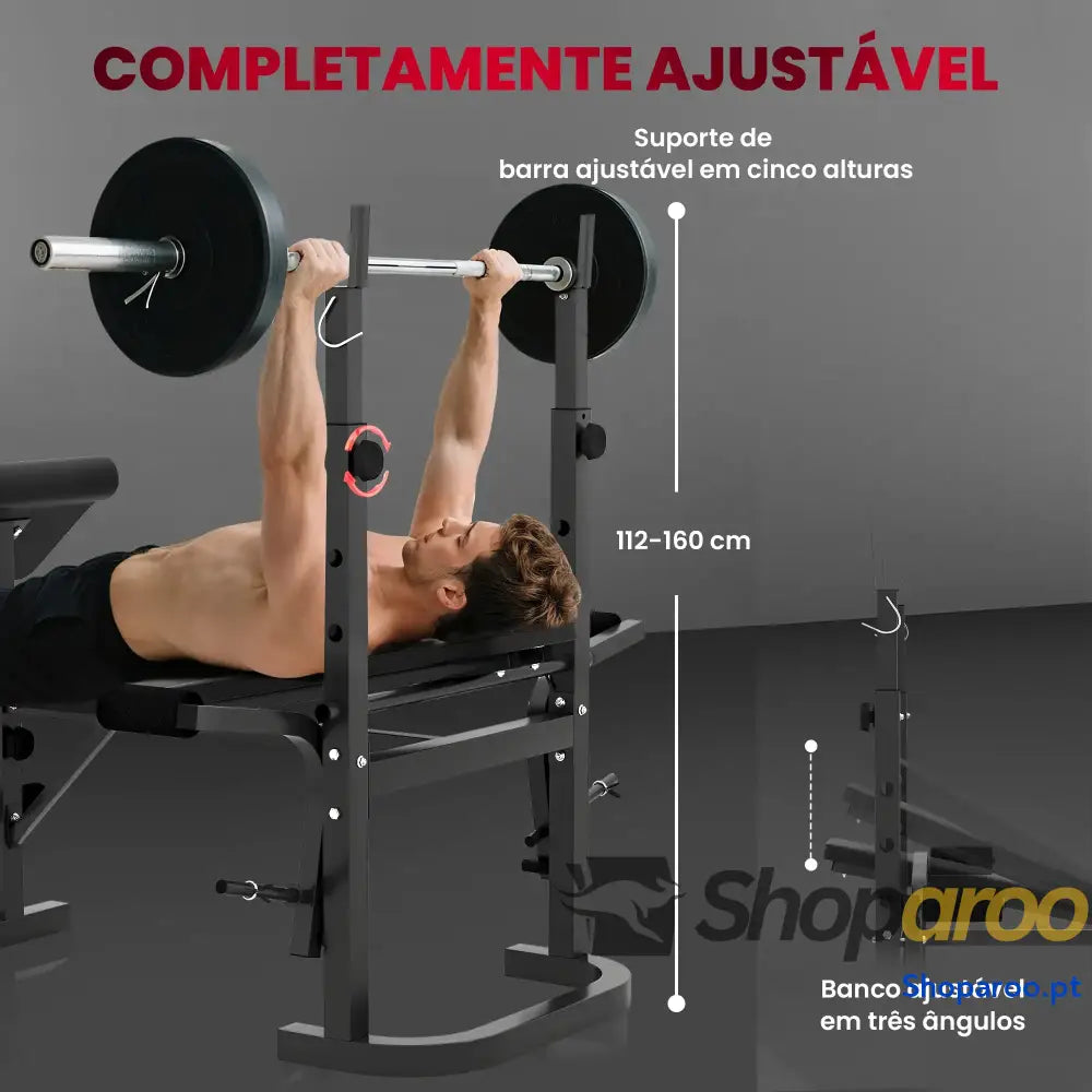 Banco de Musculação Multifuncional Inclinável com Suporte e Extensão Pernas