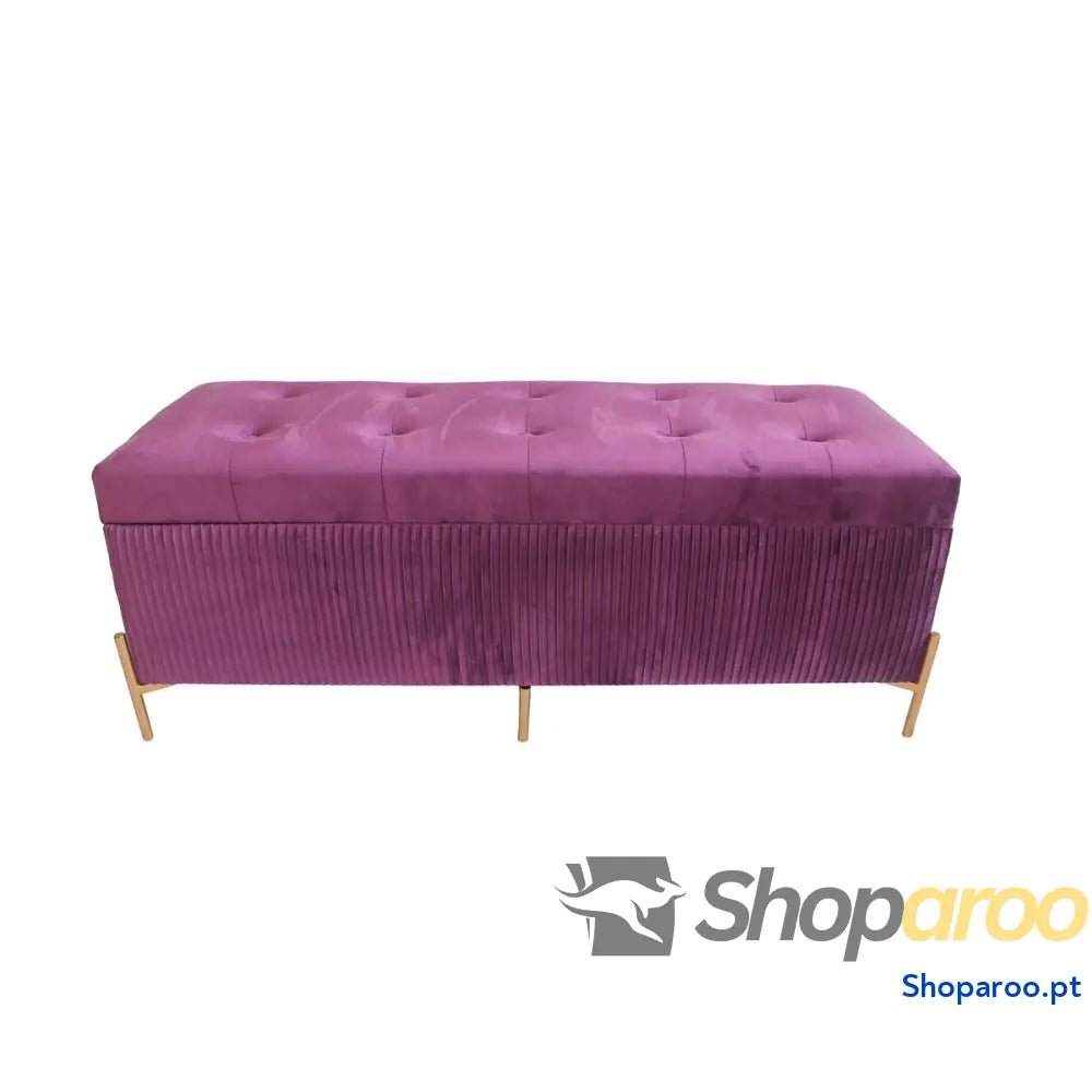 Banco de Pé cama DKD Home Decor Dourado Violeta Madeira MDF 115 x 43 46 cm