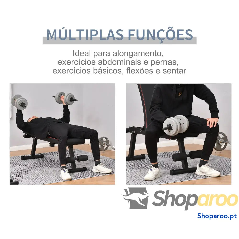 Banco de peso dobrável com altura ajustável e ângulo do encosto 6 níveis para Elevação abdômen 130x37x45 108 cm preto