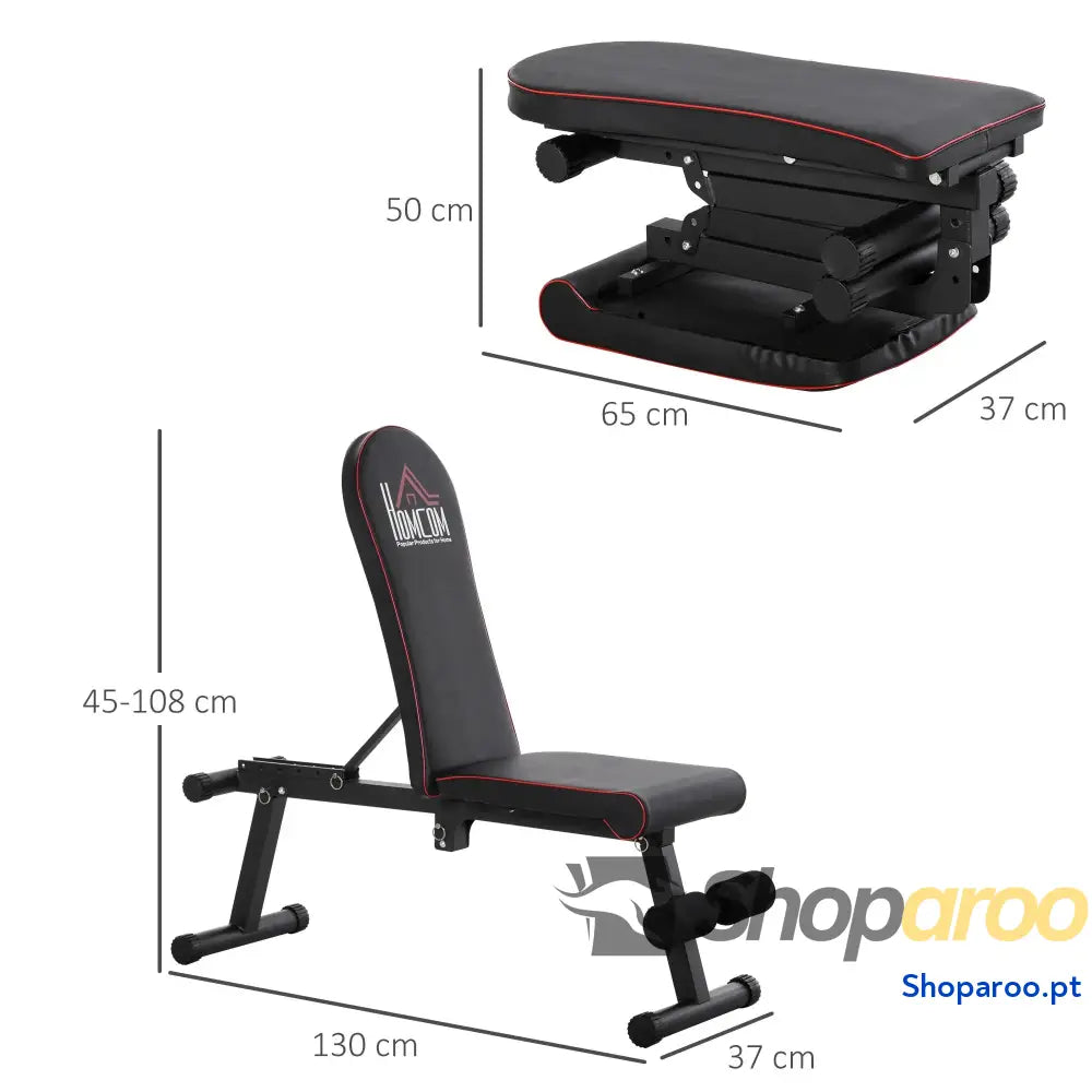 Banco de peso dobrável com altura ajustável e ângulo do encosto 6 níveis para Elevação abdômen 130x37x45 108 cm preto