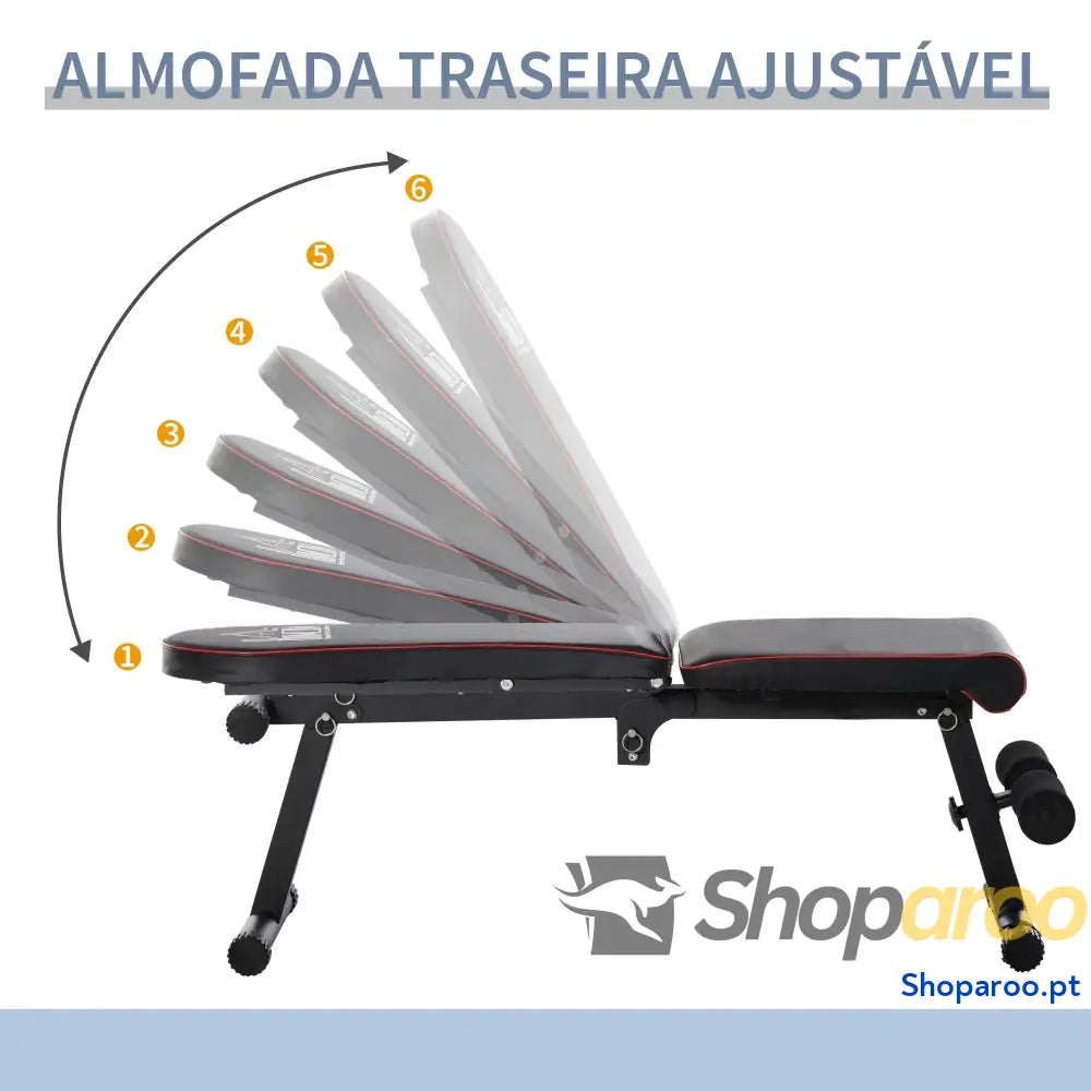Banco de peso dobrável com altura ajustável e ângulo do encosto 6 níveis para Elevação abdômen 130x37x45 108 cm preto