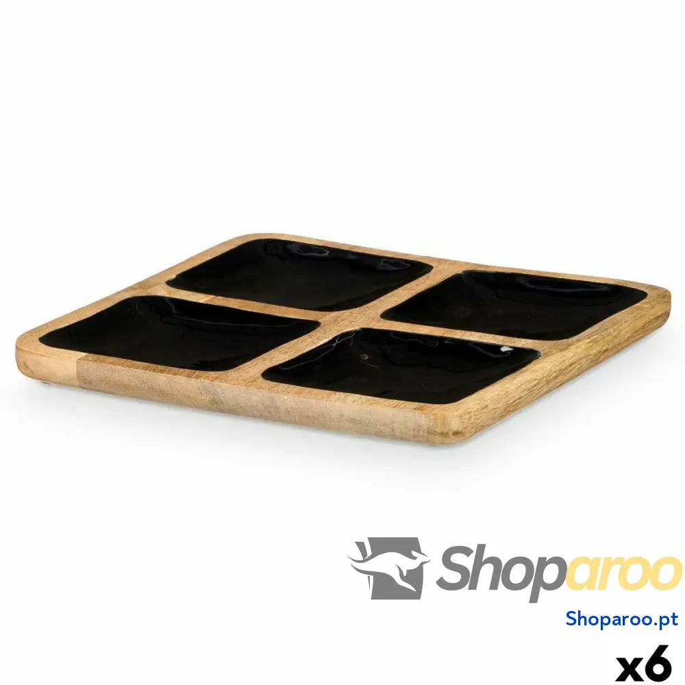 Bandeja com Compartimentos MALI 991 B Preto 31 x 3 cm (6 Unidades)
