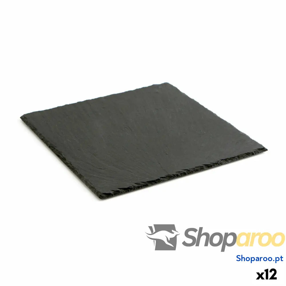 Bandeja de Cerâmica Efeito Ardósia Quid Gastro Fun Preto (25 x 25 cm) (12 Unidades)