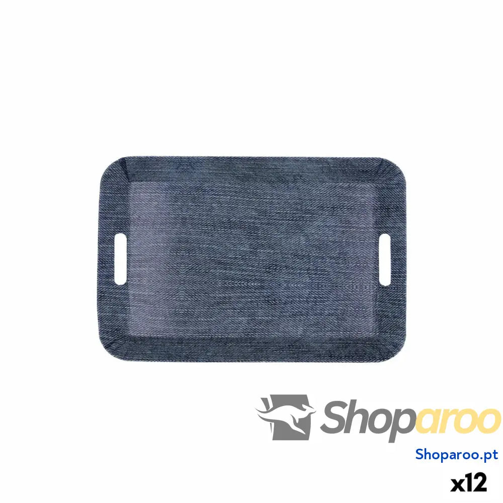 Bandeja de pequeno almoço Quid Habitat Azul Plástico 33 x 23 4 cm Com pegas Denim (12 Unidades)