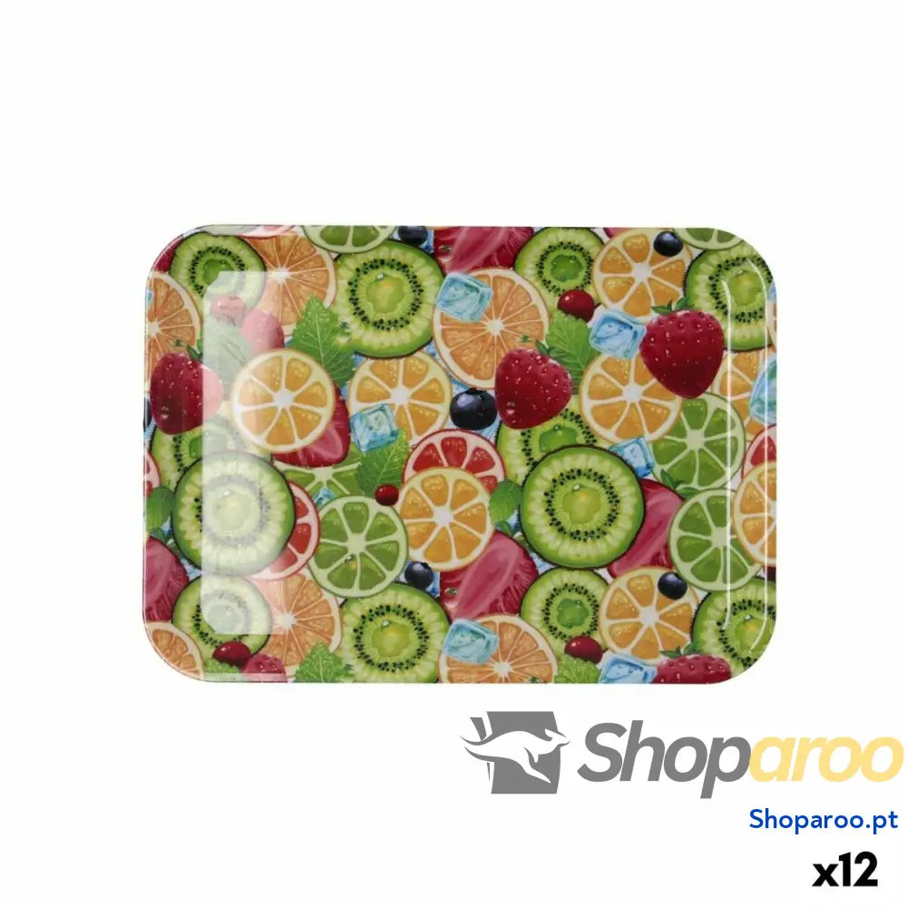 Bandeja de pequeno almoço Quid Habitat Multicolor Plástico 28 x 20 1,5 cm Com pegas Frutas (12 Unidades)