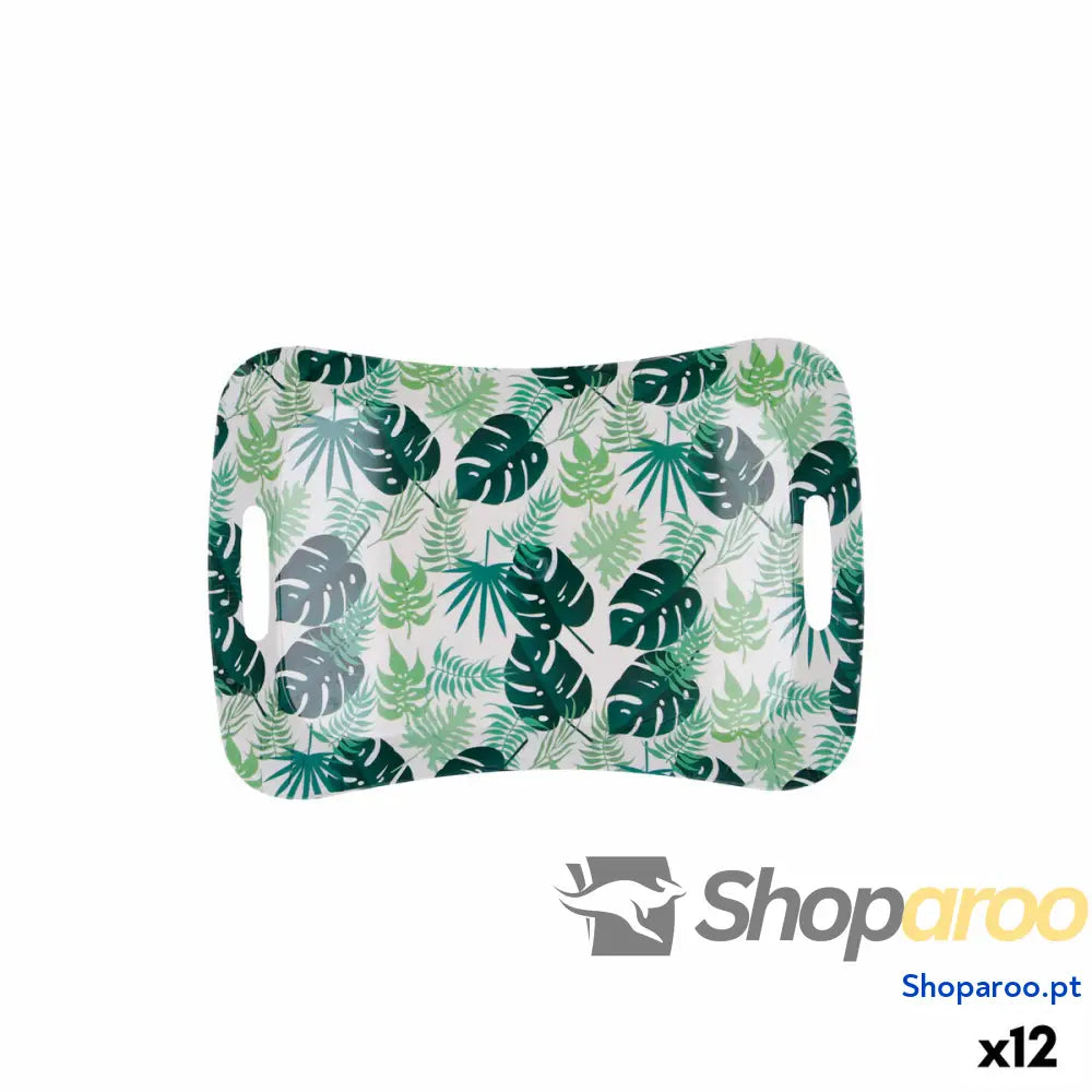 Bandeja de pequeno almoço Quid Habitat Multicolor Plástico 33,5 x 23 3,5 cm Com pegas Folhas (12 Unidades)