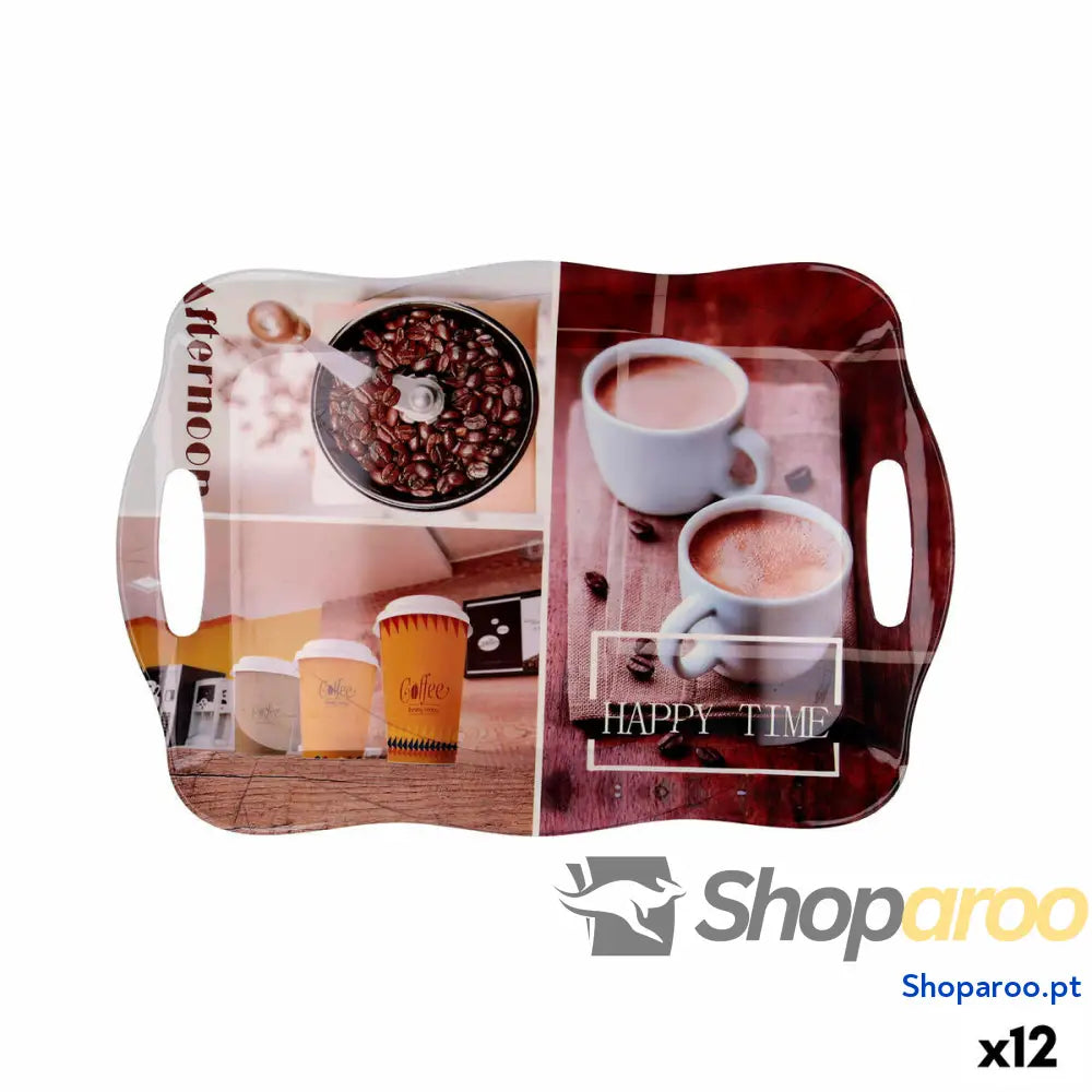 Bandeja de pequeno almoço Quid Habitat Multicolor Plástico 34 x 25 2 cm Com pegas Café (12 Unidades)