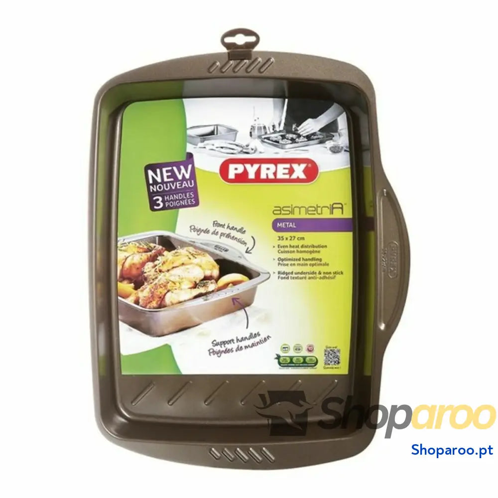 Bandeja para Forno Antiaderente Pyrex Castanho Preto Metal Aço