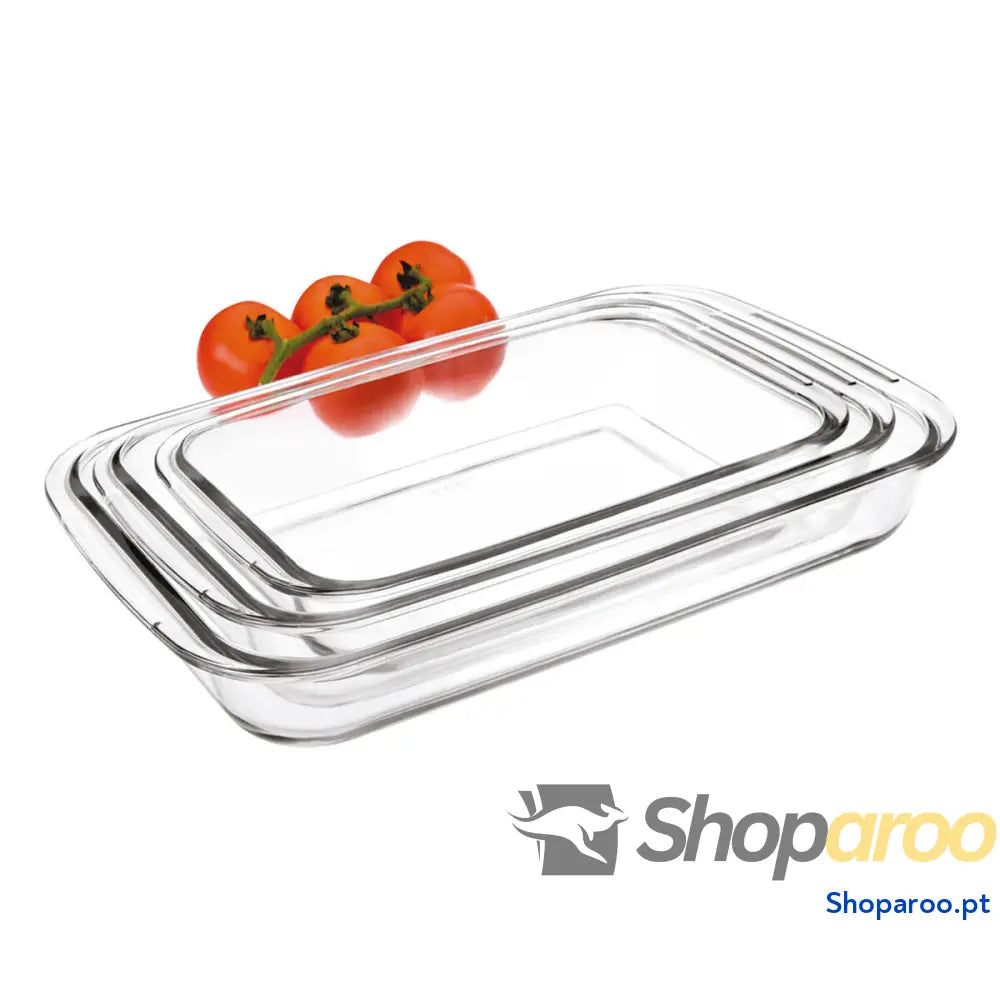 Bandeja para Forno Ibili 34,5 X 20,5 5 CM 39,3 23,6 29,5 17,5 Transparente Metal Plástico 1 L 3 Unidades (3