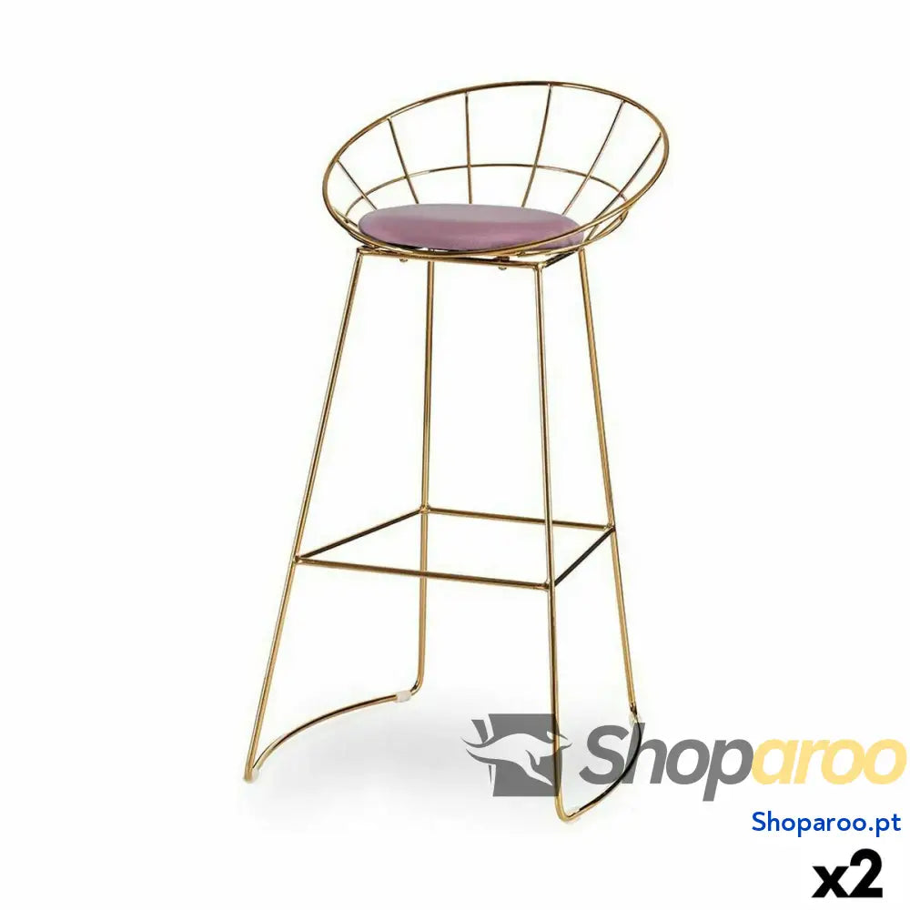 Banqueta Cor de Rosa Dourado Ferro 51 x 94 52 cm (2 Unidades)