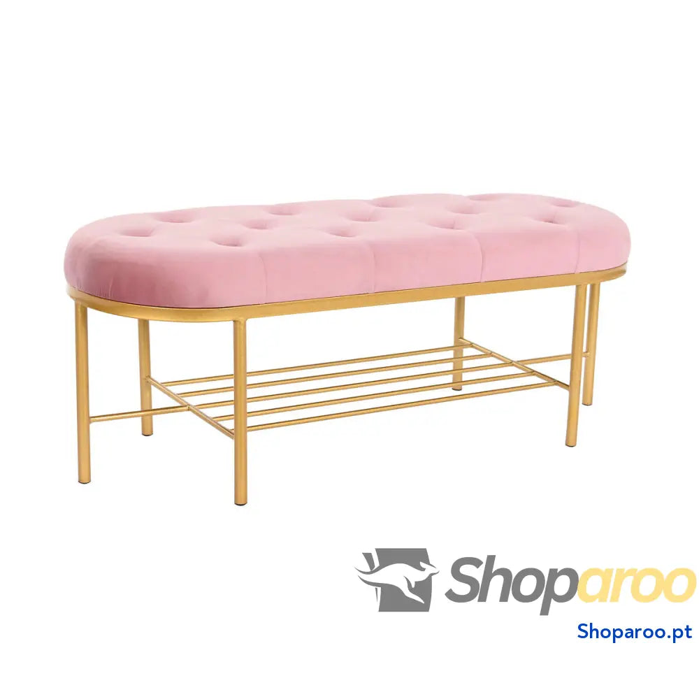Banqueta DKD Home Decor 100 x 35 40 cm Cor de Rosa Dourado Metal