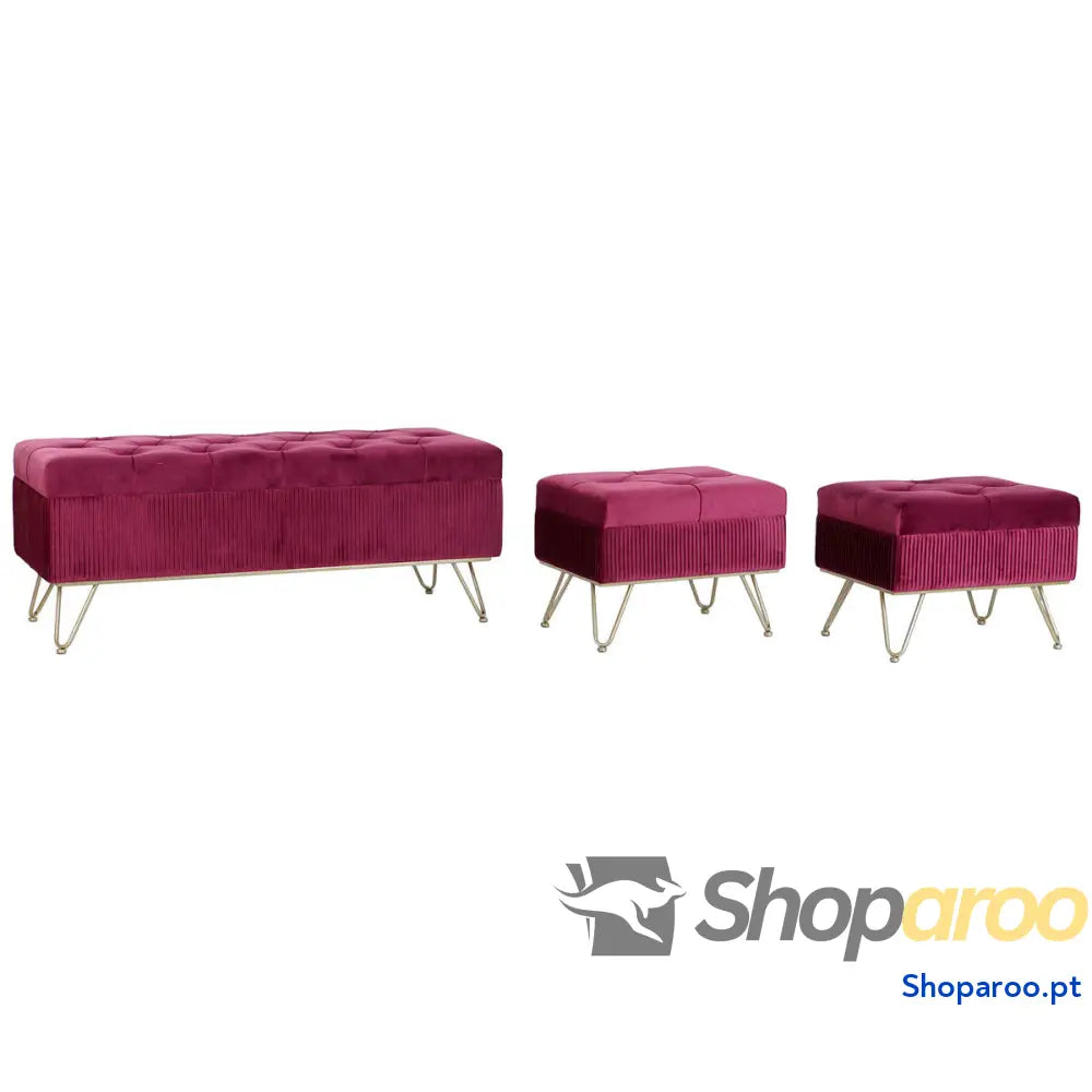 Banqueta DKD Home Decor 110 x 42 44 cm Metal Grená