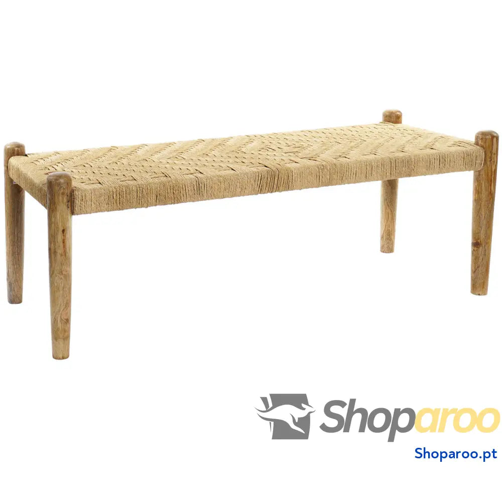 Banqueta DKD Home Decor 145 x 55 49 cm Natural Castanho Corda Madeira de mangueira