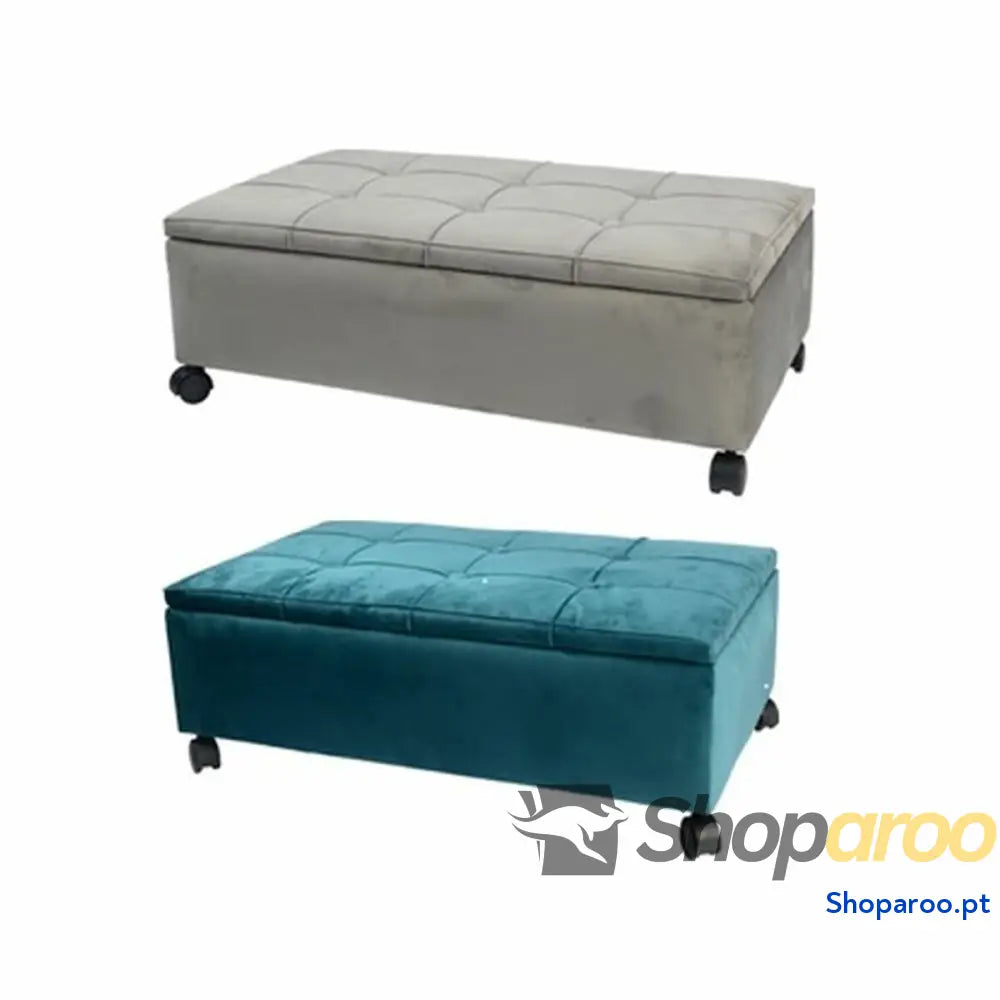 Banqueta DKD Home Decor 70 x 39,5 24,5 cm Cinzento Verde Choupo (2 Unidades)