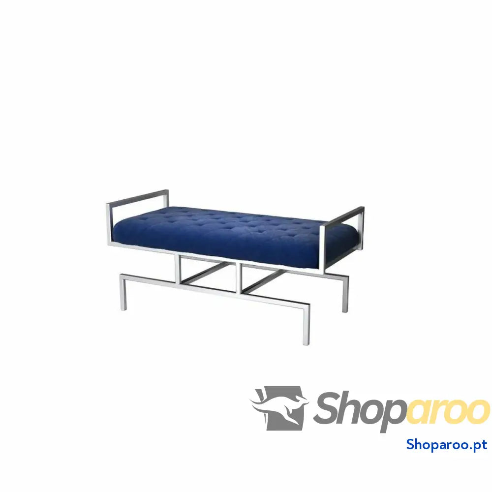 Banqueta DKD Home Decor Azul Poliéster Aço (97 x 44 46 cm)